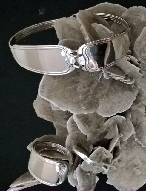 Löffelarmreifen + Ring 925-er Silber 