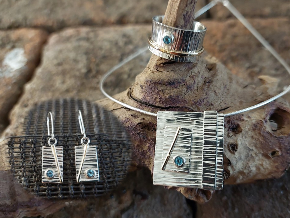 Set mit Topas aus 925-er Silber 
